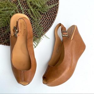 Kork-Ease Women’s Wedge Sandal Tan Leather Size 9